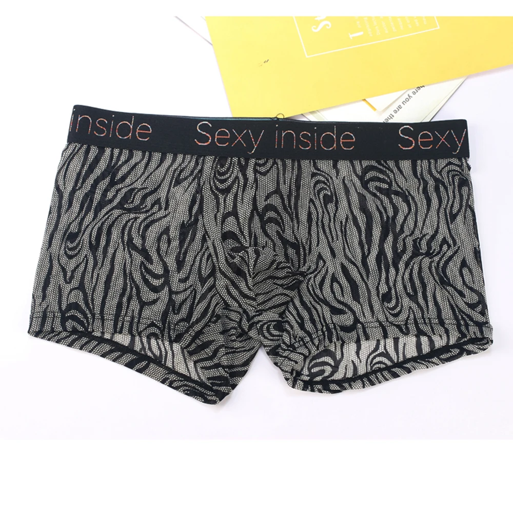

Ice Silk Men See Through Boxer Briefs Shorts Underwear Good Stretchy Panties Mesh Bulge Pouch Swimwear Beachwear