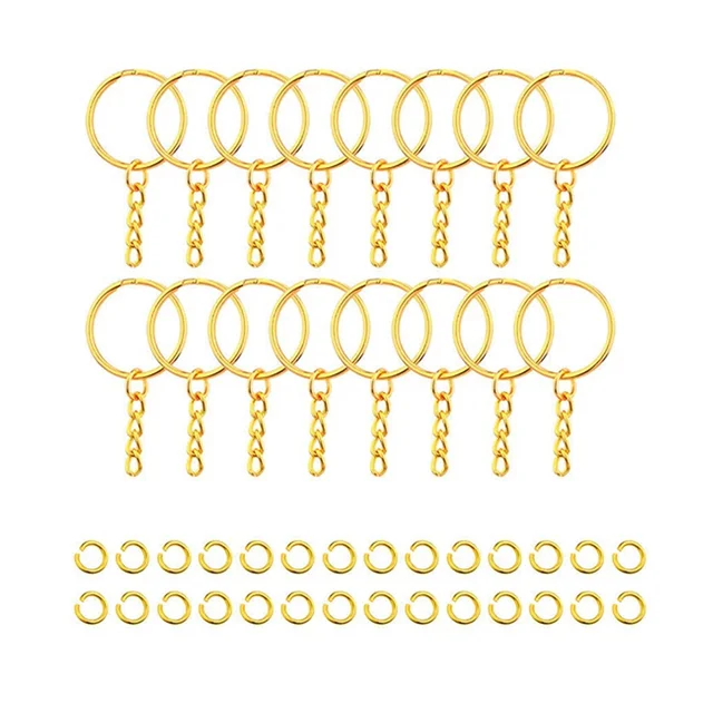 30pcs Silver Plated Metal Blank Keyring Keychain Split Key Ring with Chain Climbing Buckles Carabiner Keychain Rings Accessories 2