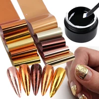 10pcs Metal Transfer Foils Stickers for Manicure Nail Foil Glue Adhesive Set Mirror Holo Charm Starry Paper Wraps Decor Tips DXK 1
