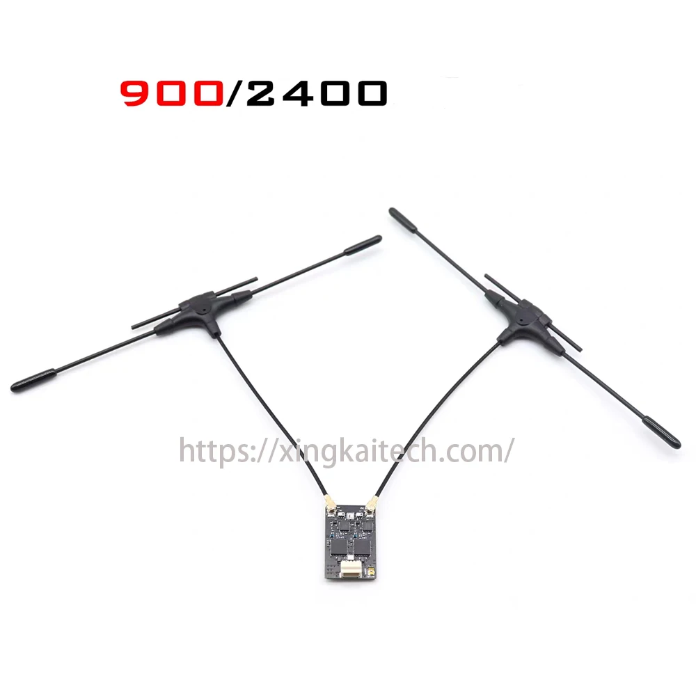 Module Gemini Xrossband pour drone FPV, avec câbles et antennes déployés, prêt à l'installation.