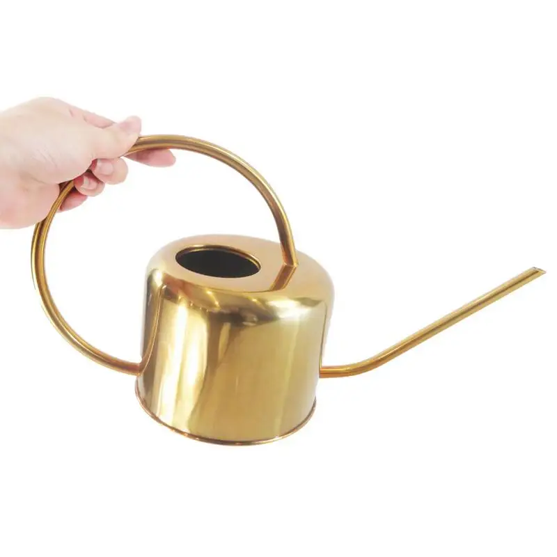 

Stainless Steel Golden Watering Can With Long Mouth Pouring Water Container Handheld Bonsai Flower Watering Kettle Pot Supplies