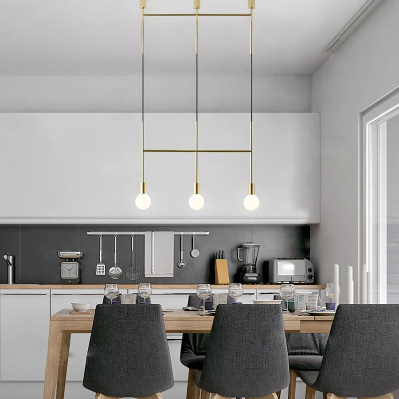 Modern Chandelier lights Gold Black Long Bar LED Chandelier designer nordic LOFT lustre industriel avize light fixtures
