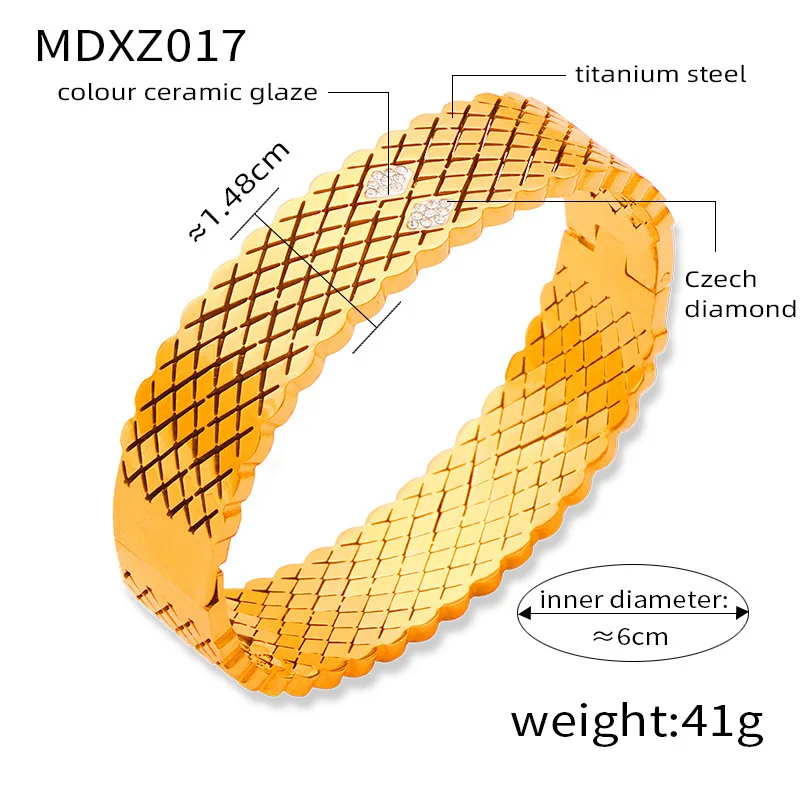 Neues 316L Edelstahl Vergoldetes Armband für Frauen Geometrisches Hohles Persönlichkeits-Armband Mädchen Luxus-Schmuck Accessoires – Detail 2