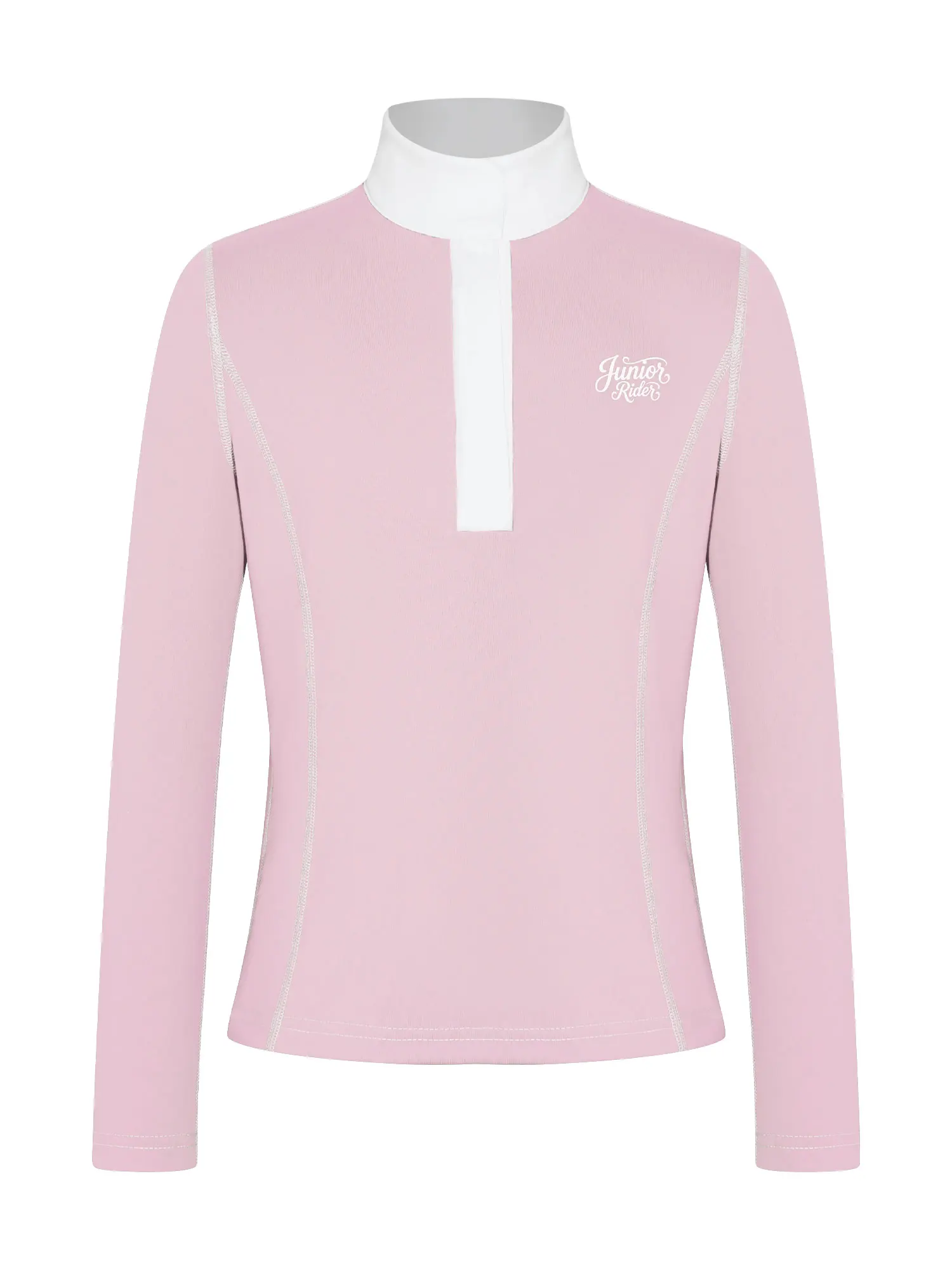 Kids Girls Long Sleeve Equestrian Show Shirt Contrasting Stand Collar Horse Riding T-shirt Quick-dry Athletic Sweatshirt
