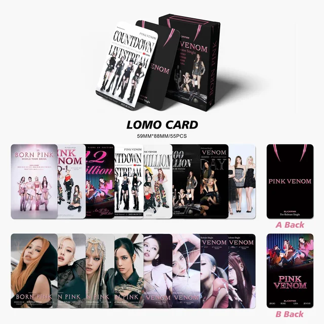 54Pcs/Set Kpop Photocards Jennie Lisa Kétszer Newjeans Txt Lomo Kártyák Új Fotóalbum Született Rózsaszín Venom K Pop Kiegészítők - Image 3