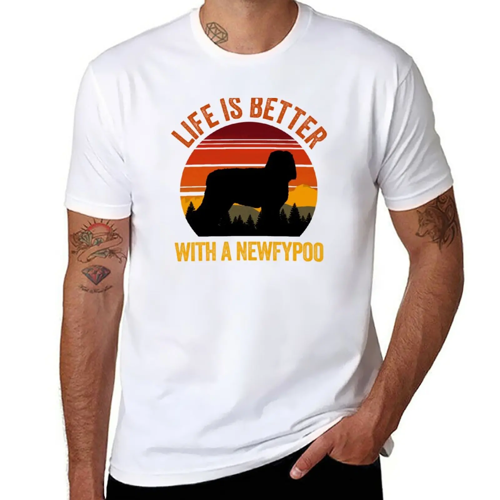 

Новая жизнь лучше с Newfypoo винтажная сельская собака подарок футболка Милая Одежда для мальчиков белые футболки простые белые футболки для мужчин