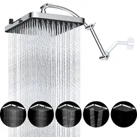 Hibbent Rain Shower Head, 13'' High Pressure Rainfall Square 5 Spray Mode Showerhead with 16" Shower Head Extension Arm 1