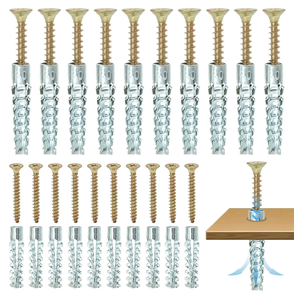 Steel Wall Anchor Serrated Steel Wall Anchors Metal Expansion Tube Pipe Self Tapping Screw Drilling Plug for Concrete Wall Fasteners Bolt Anchors