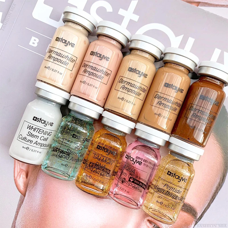 Stayve BB Cream Glow Skin Booster Kit 12 vials Niacinamide/Hyaluronic Acid BB Cream Ampoule Starter Liquid Foundation Makeup Set