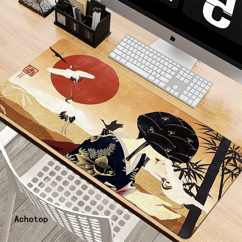 

Japan Style Mouse Pad Gaming Mousepad Big Computer Keyboard Mat Sakura Desk Pad XXL Locking Edge Rubber 400X900 For PC Laptop