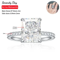 Serenity 4ct Ice Flower Cut D Color Moissanite Rings For Women Wedding Bridal S925 Sterling Silver Rings Plated 18K Fine Jewelry 1