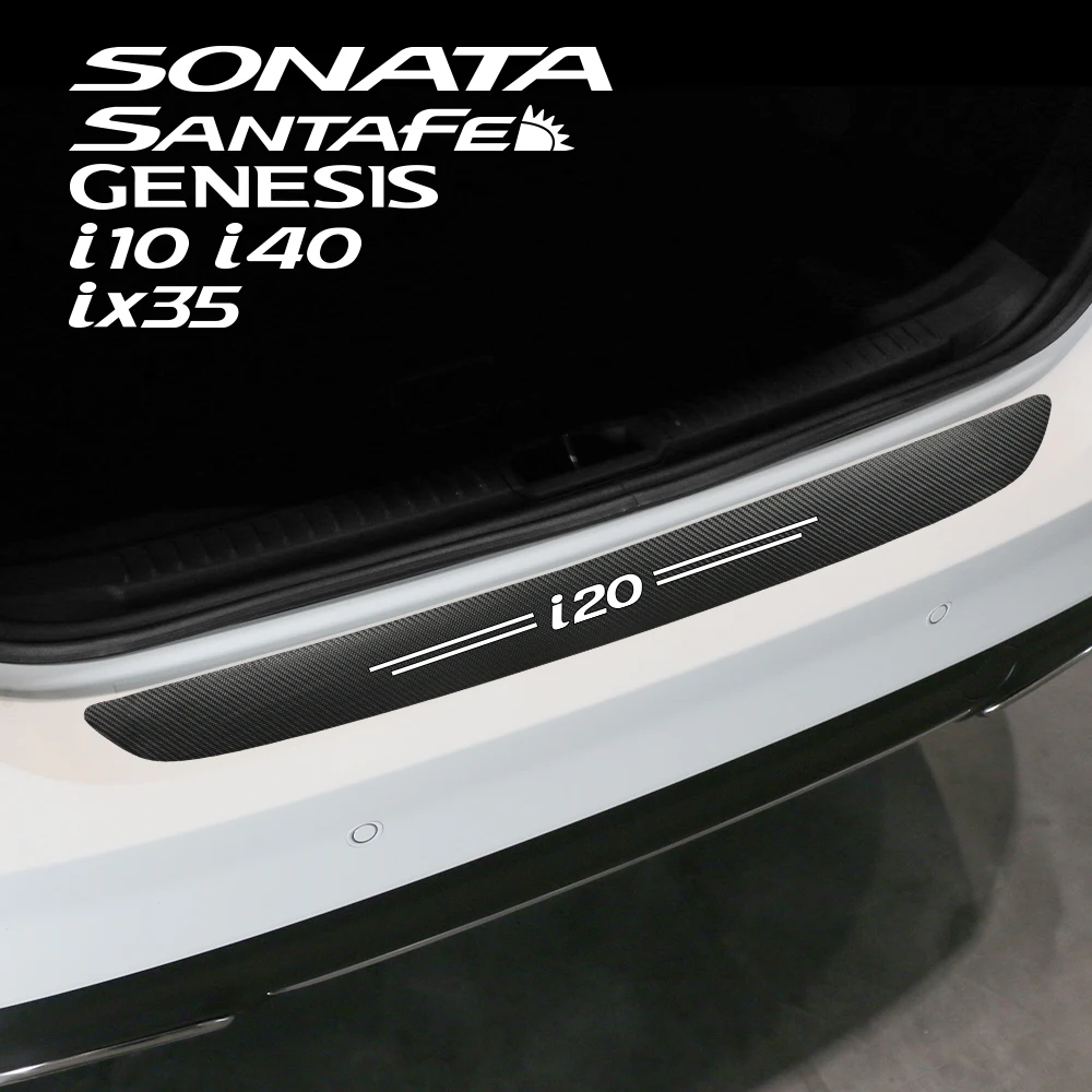 Car Rear Bumper Sticker For Hyundai I20 I10 I30 Sonata I40 Genesis Ix35 Trunk Carbon Fiber