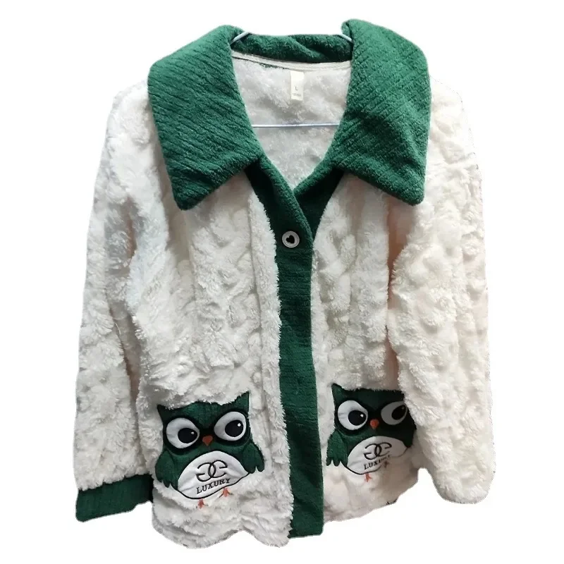 Sleepwear Women's Winter Thickened Loungewear Coral Velvet Warmth Cute Sleepwear Autumn Flannel Outerwear Homewear Set 2023 New