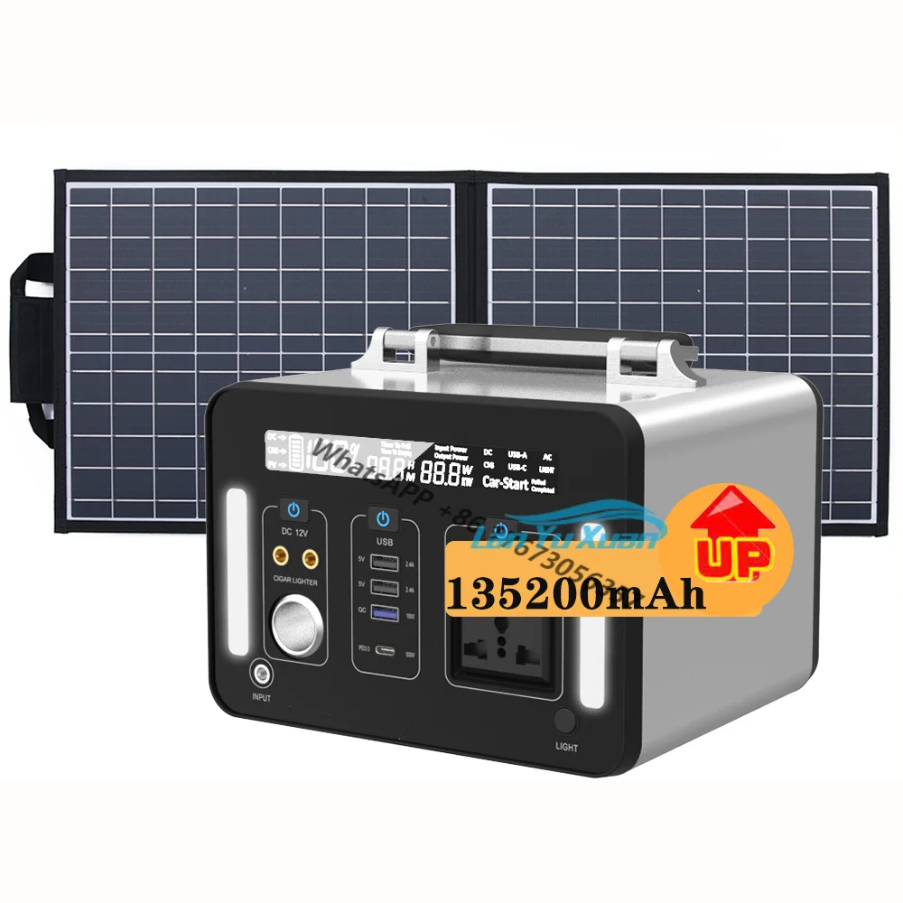 

High Efficiency 300W 500W 1000W Portable Battery 110V 220V AC DC Solar Power Station Outdoor Type C Powered Generator