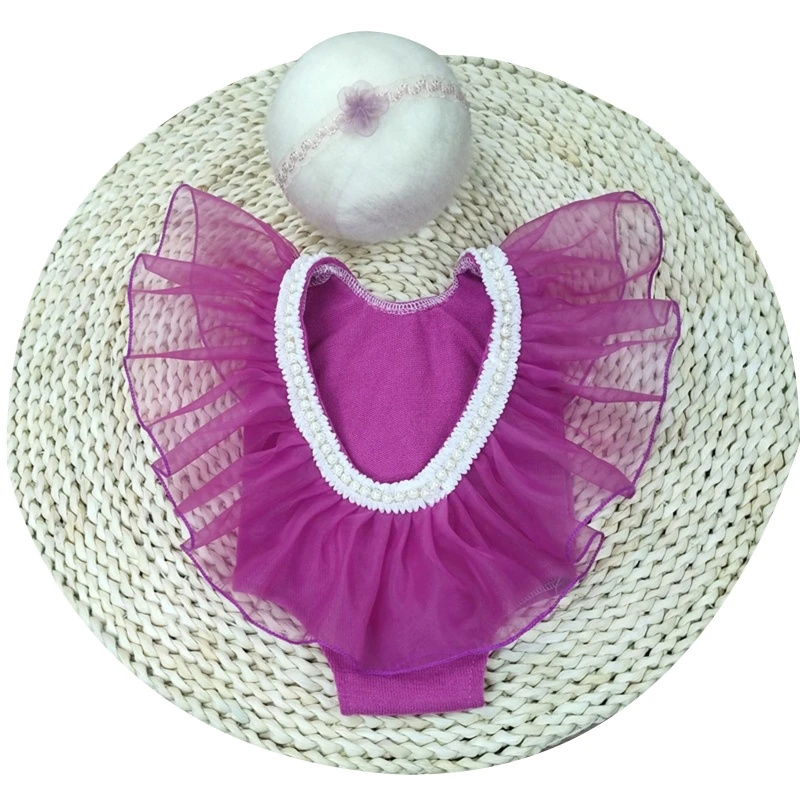 

2 шт./компл., реквизит для фотосъемки новорожденных, повязка на голову + платье для фотостудии, ежемесячное балетное платье, для