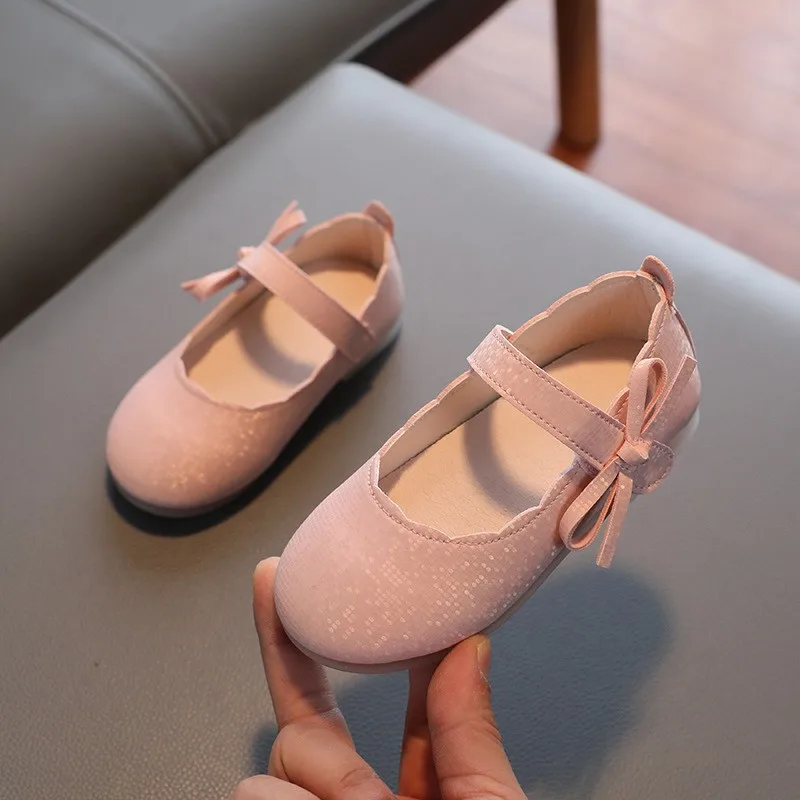 

Baby Girls Shoes Bow-knot Soft-soled Princess Shoes For Wedding Party Kids Pink White Children Single Shoes Chaussure Fille 2-7T