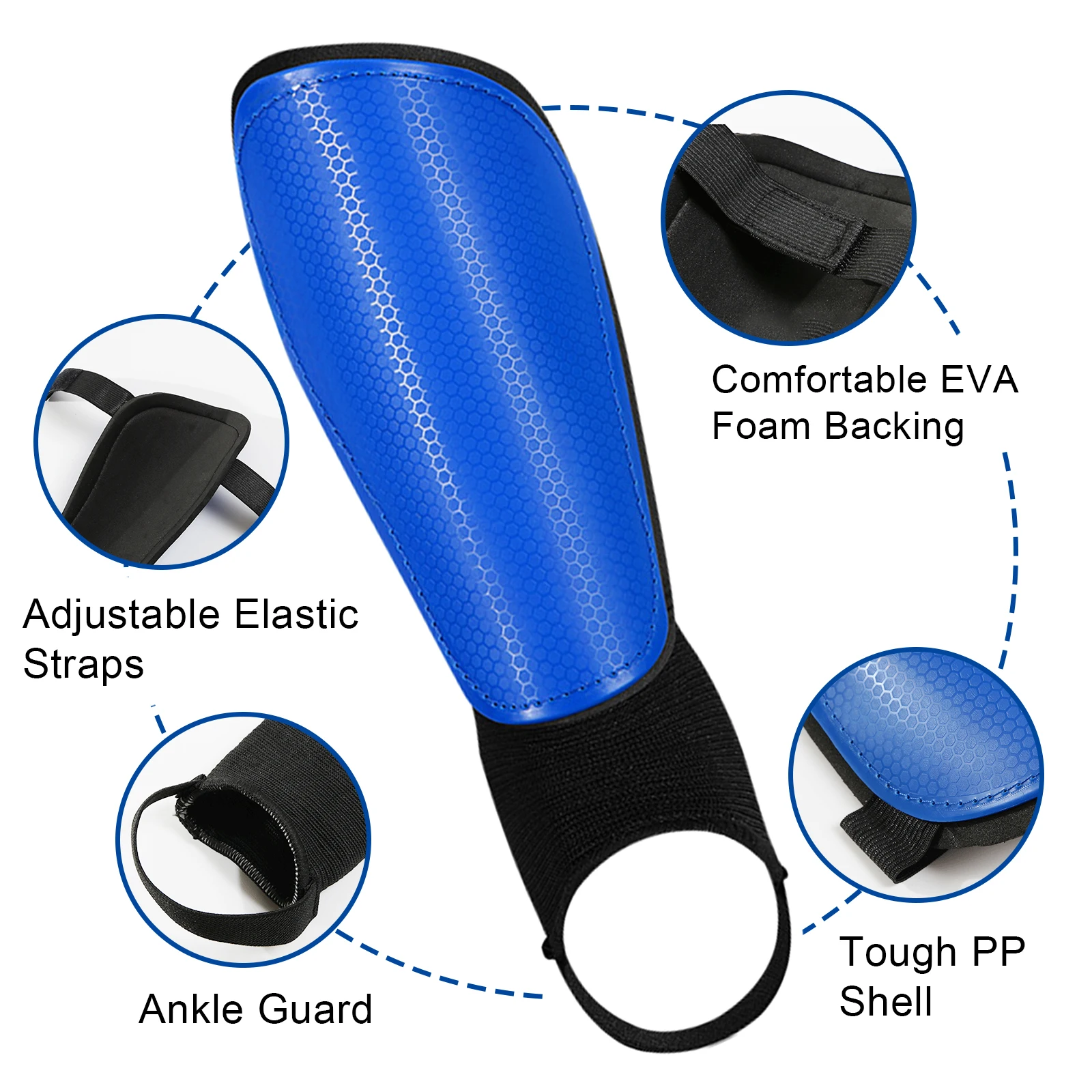 Soccer Shin Guard Ankle Protector Adjustable Straps Football Protective Gear Equipment For Kids Youth Adults