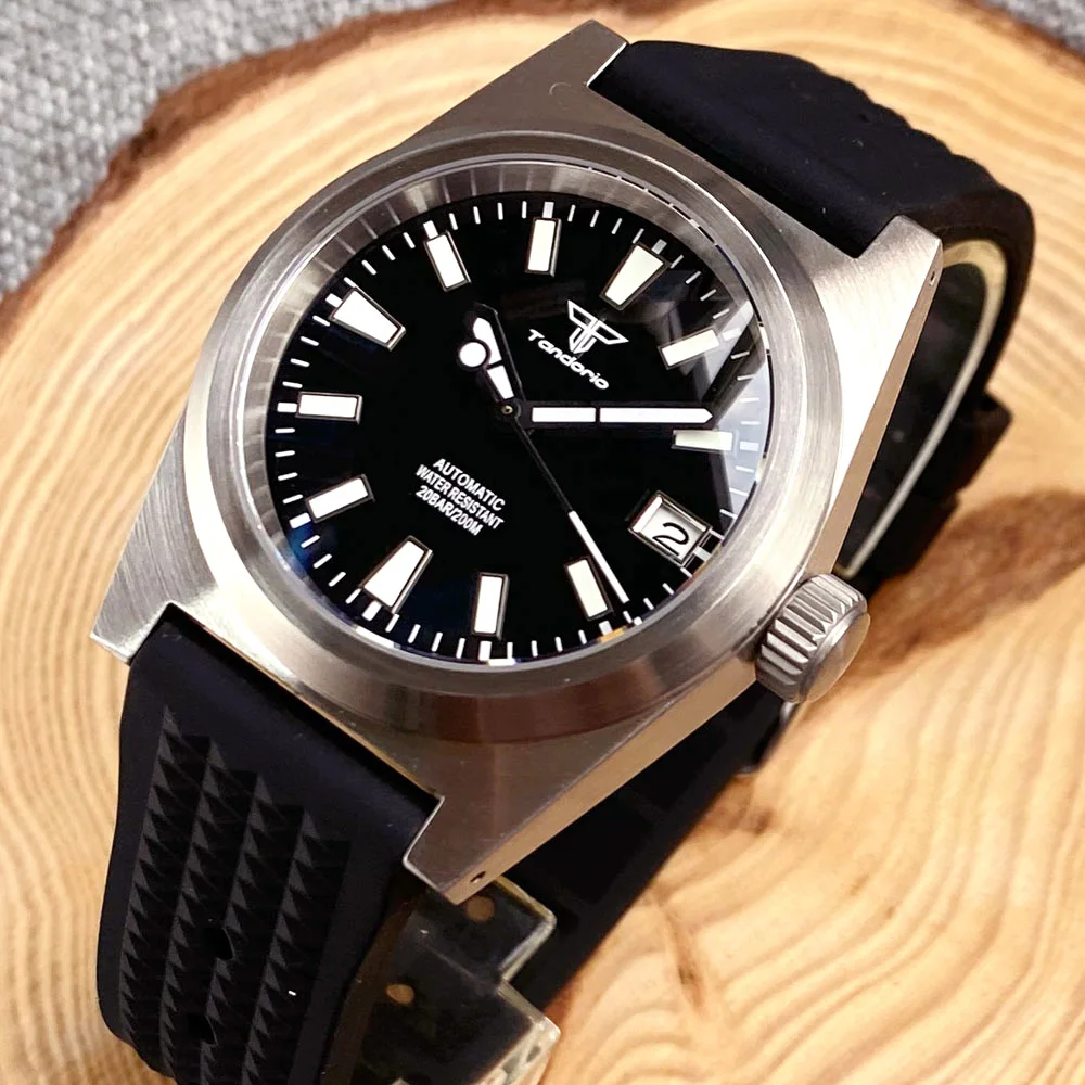 New Tandorio Diver 62mas 38mm Steel Mechanical Watch Men Japan NH35 Dome Sapphire Glass Waffle Band 20bar Waterproof Clock накладка art deck cap dome r50 sl steel arlight металл