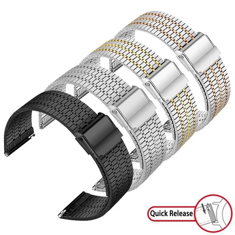 Stainless Steel Metal Strap – Premium Bracelet for Smartwatches (20/22mm)