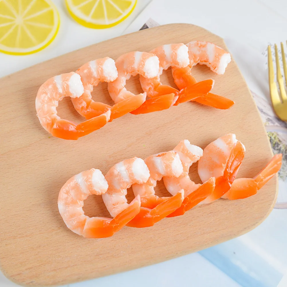 

Imitation Shrimp Fake Food Model Artificial Faux Realistic Photo Props Decoration Simulated