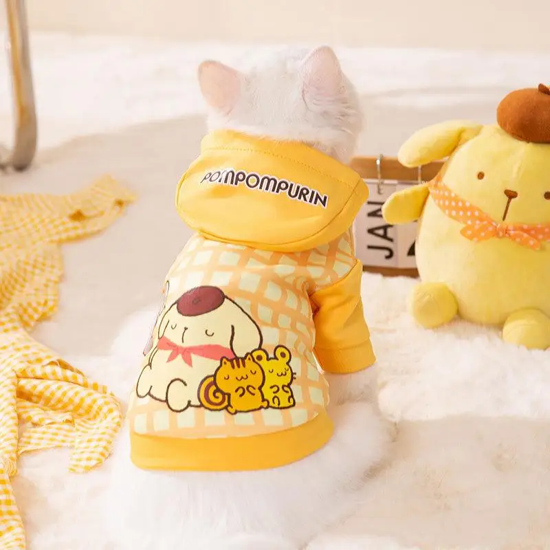 

Sanrio, костюм для домашних питомцев Hello Kitty Pompompurin, Толстовки для собак и кошек, куртка для маленьких, средних и больших собак, одежда для домашних животных, костюм для собак