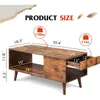 Wood Coffee Table with Sliding, Modern Center Table with Open Storage Shelf for Living Room, Bedroom,Coffee Tables 3