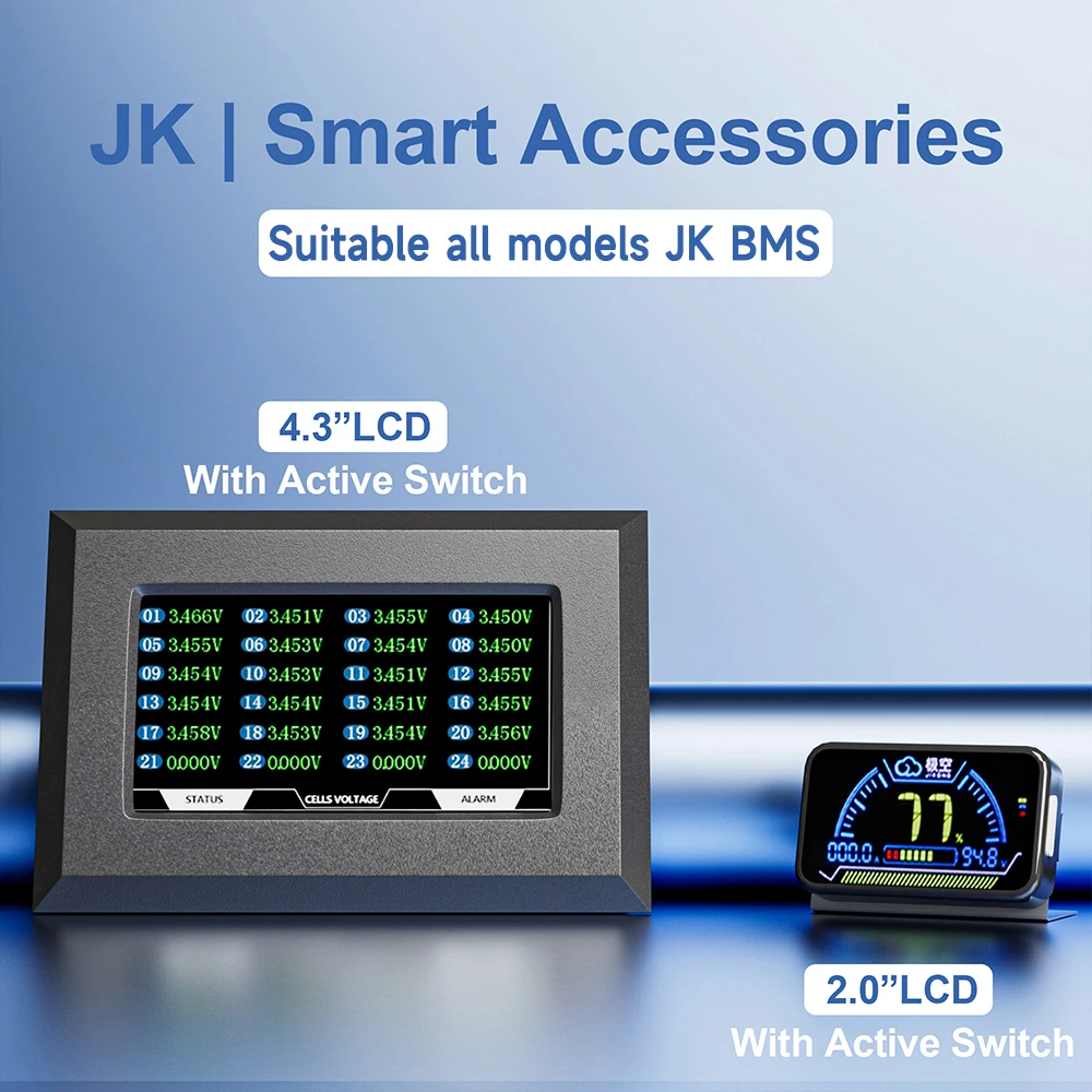 JIKONG-รcran d\'affichage LCD avec moniteur de commutateur actif, accessoire BMS, JK Smart, 2 pouces, 4.3 pouces