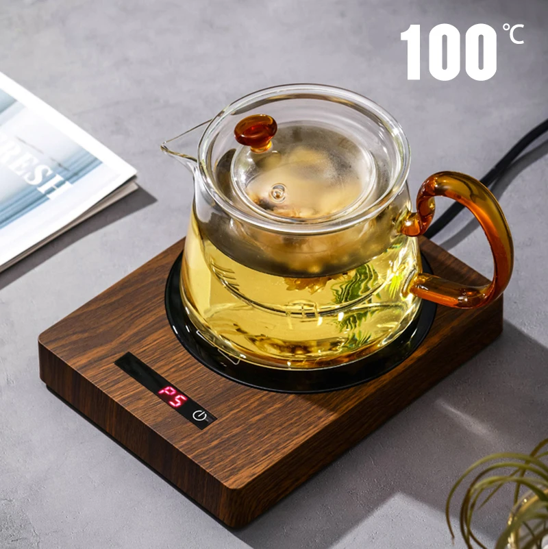 200W Cup Heater Mug Warmer 100&deg;C Hot Tea Makers Warmer Coaster 5 Gear Temperature Cup Heaters Coffee Milk Tea Heating Pad 220V