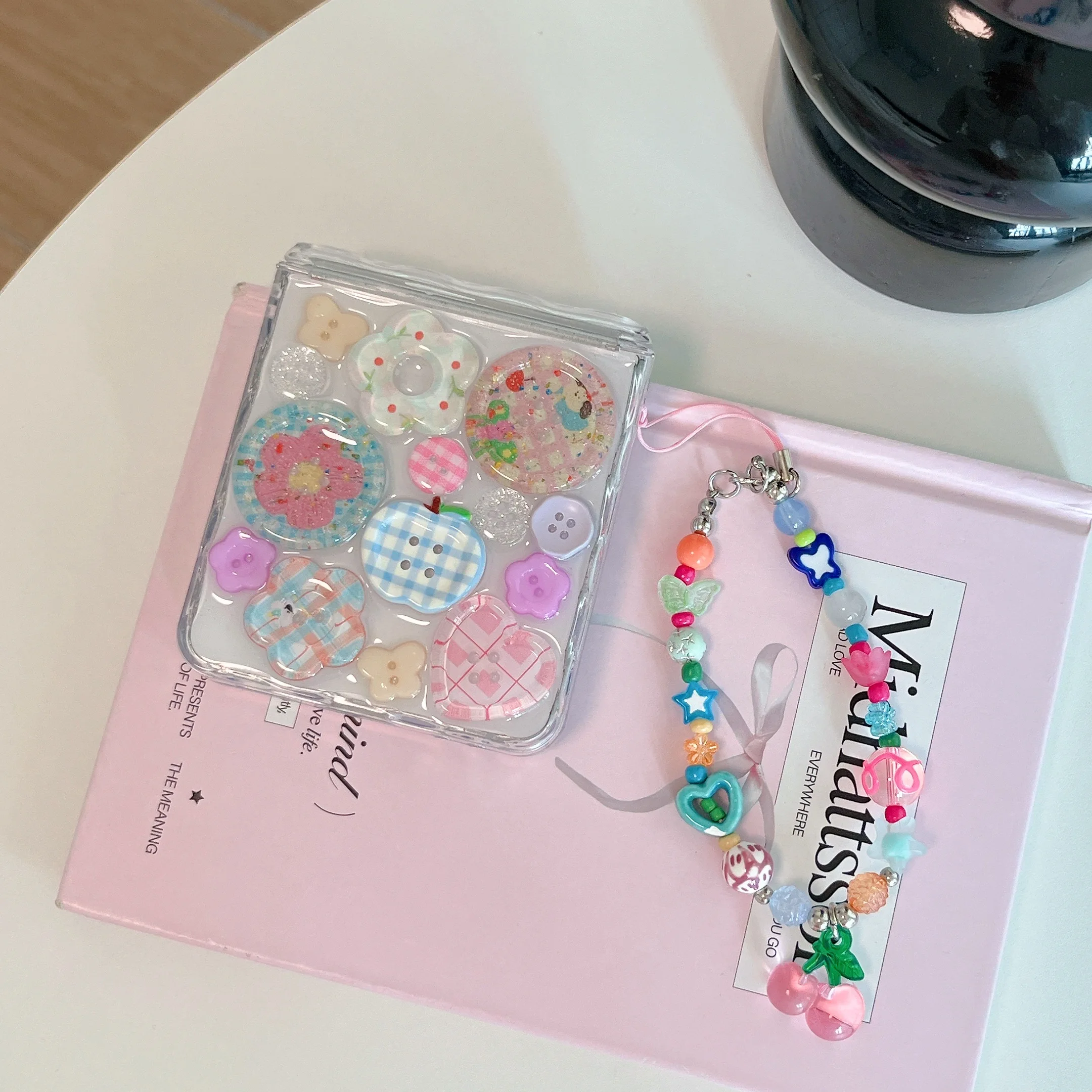 Magnetic Axis Fold Wave Edge 3D Button Transparent Shockproof Phone Case