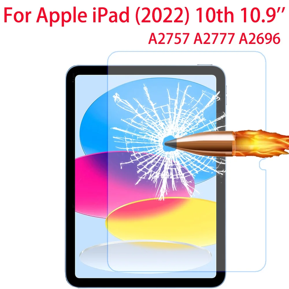 

For IPad 10th Gen 10.9 Inch 2022 A2757 A2777 A2696 9H Tempered Glass Screen Protector For IPad 10th 10.9 Protective Film