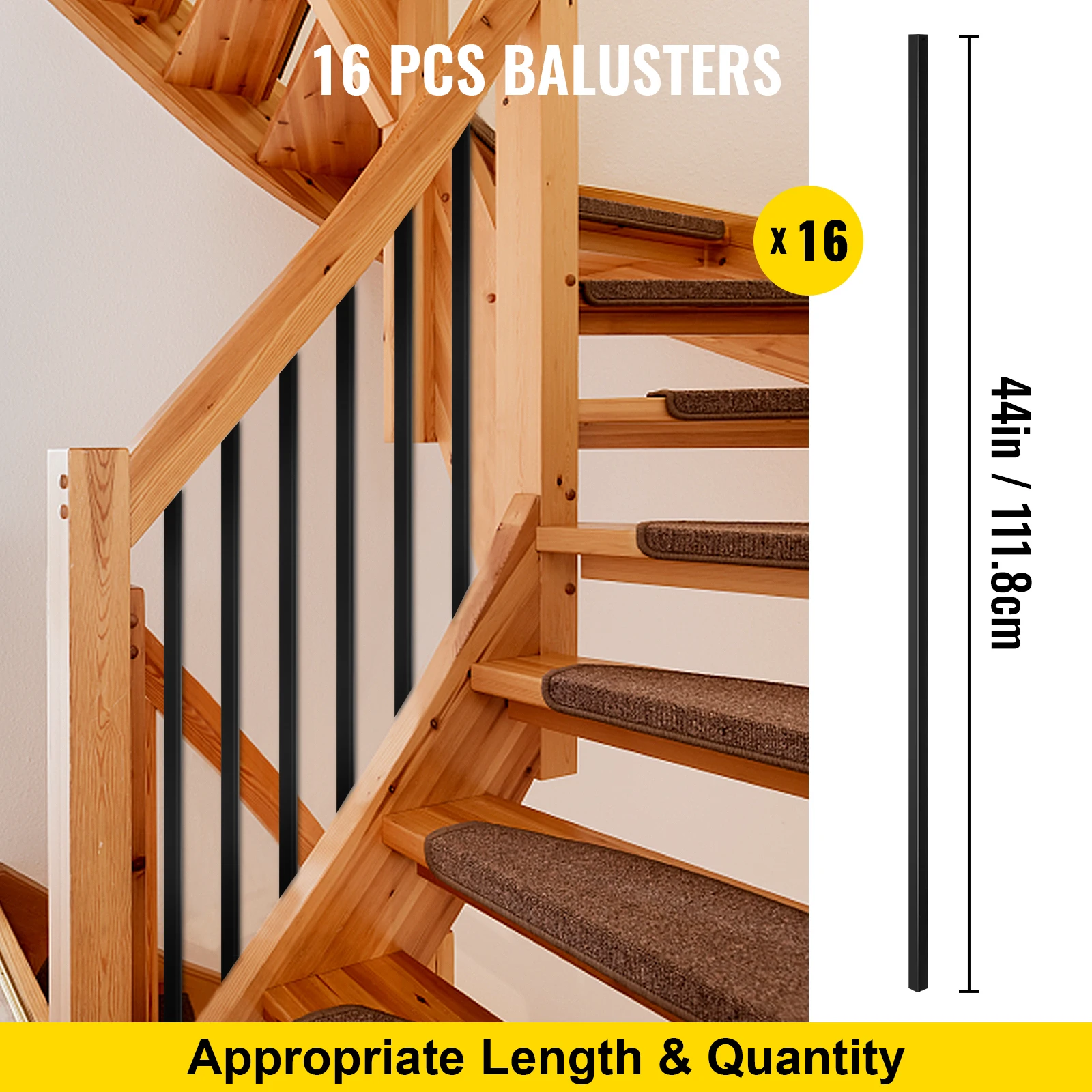 VEVOR Deck Balusters Metal Deck Spindles 16/10/26/51 Pack 44 /32.25 inch Iron Stair Railing Building & Hardware Home & Garden 6