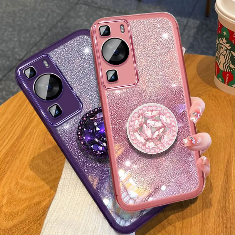 Carcasă de telefon din silicon cu sclipici și diamant pentru Huawei P60, P50 Pro, Nova Y61, Y90, Y91, Y70 Plus, 5T_voghion.com