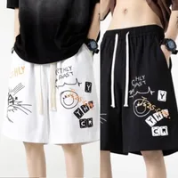 Oversized Shorts Men Academy American Vintage Colorful Graffiti Print Shorts Couple Five-point Shorts Basketball Short Pants 1