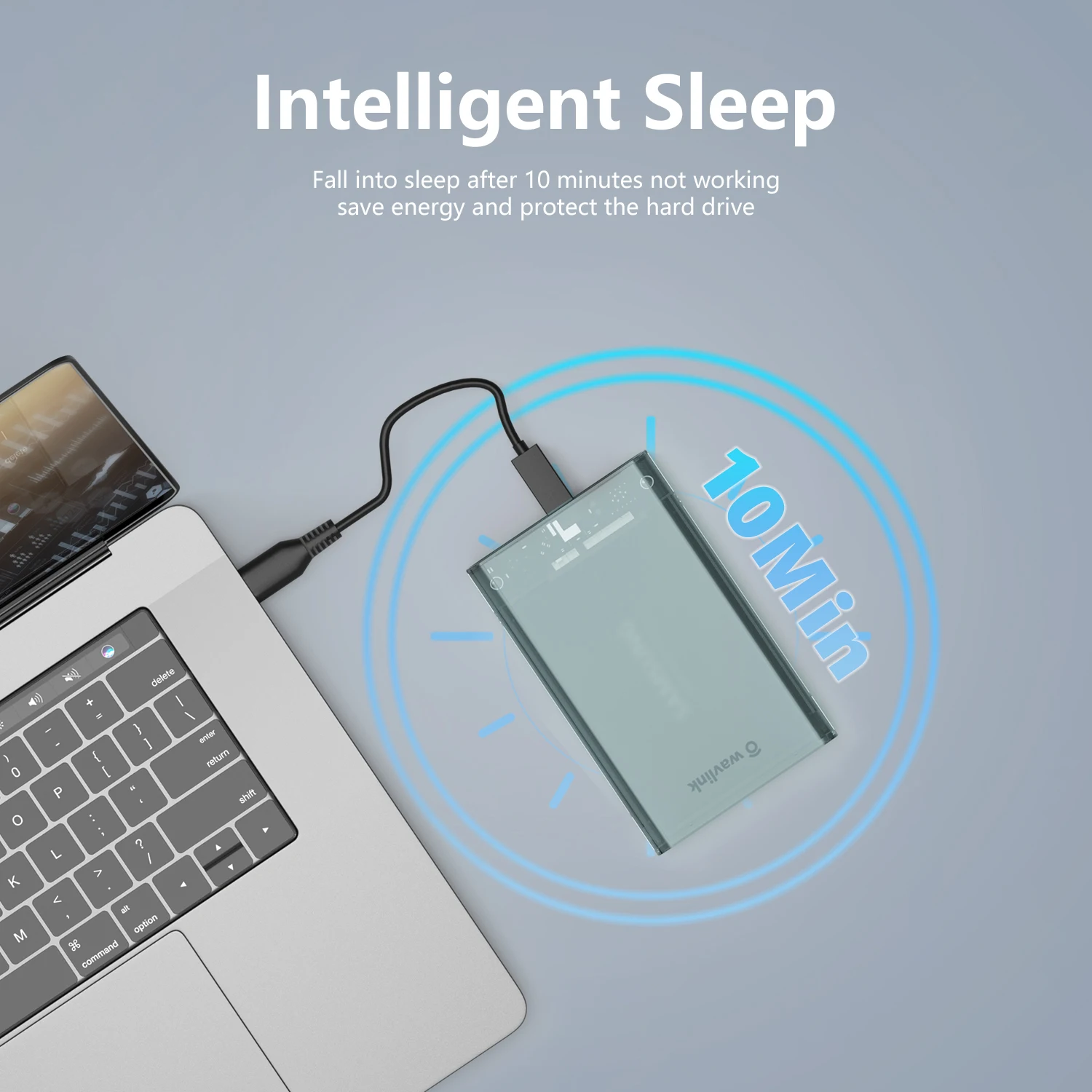 Wavlink 외장 하드 드라이브 인클로저, USB3.0 에서 SATA III, 7mm, 9.5mm, 2.5 인치 HDD, SSD, 지지대 최대 4TB, UASP