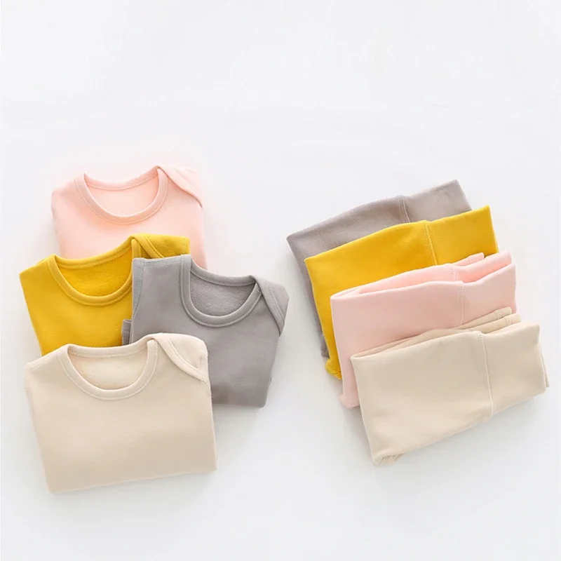 Boys Thermal Underwear Sets Autumn Winter Girls Long Warm Comfortable Children Home Sleepwear Kids Cation Fluff Nightwear Winter