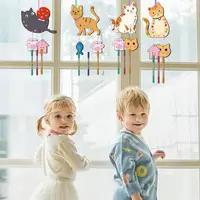 Make A Wind Chime 12 Pack Kids Spring Crafts For Kids Kids Spring Projects Unfinished Wooden Coloring Ornaments Create Cat 2