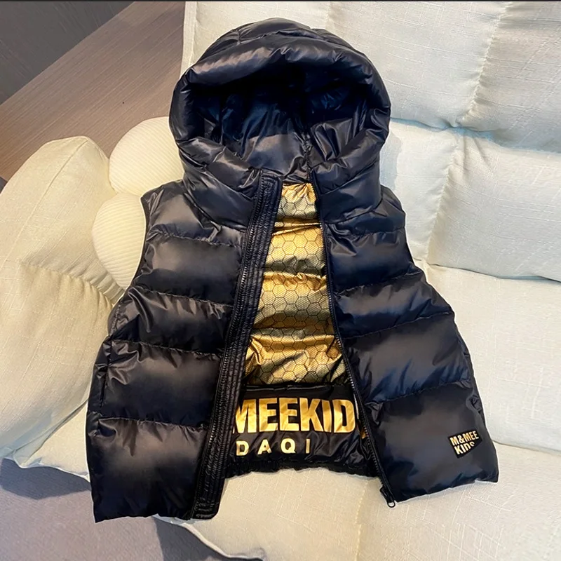 Winter Girls Boys Cool Duck Down Hooded Vest Baby Kids Children Warm Waistcoat