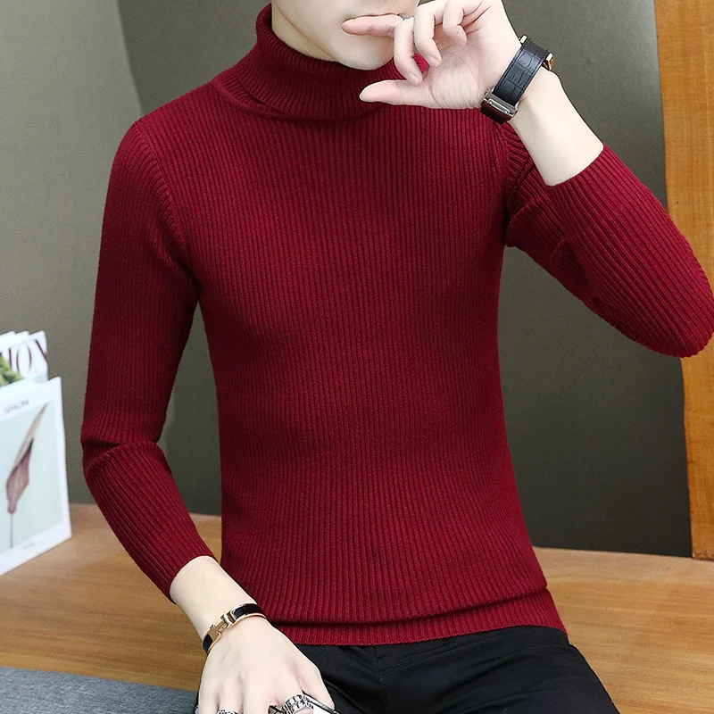 2022 Winter New Men's Turtleneck Sweaters Black Sexy Brand Knitted Pullovers Men Solid Color Casual Male Sweater Autumn Knitwear