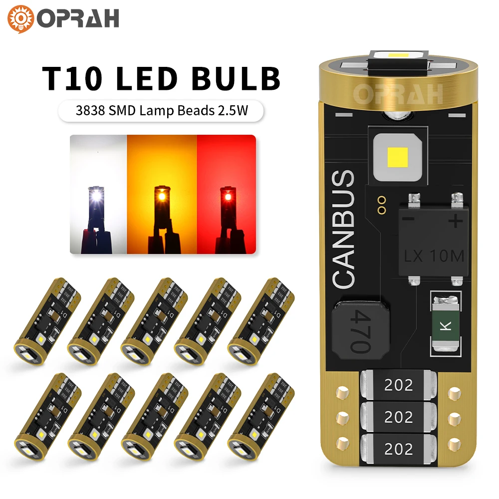 

2/10pcs T10 W5W 194 501 Led Canbus No Error Car Interior Light Auto Parking Lamp Wedge Tail Side Bulb License Plate Light 6000K