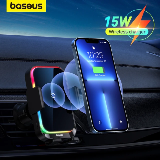 Baseus-soporte magnético de carga rápida para coche, cargador inalámbrico  para iPhone 15, 14, 13 Pro Max, con efecto de luz, 15W - AliExpress