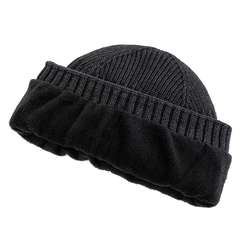 New Style Unisex Winter Hat Plush Fur Lining Warm Cap Stylish Soft Beanie Hat For Men Women Outdoor Ski Sports Knitted Hat