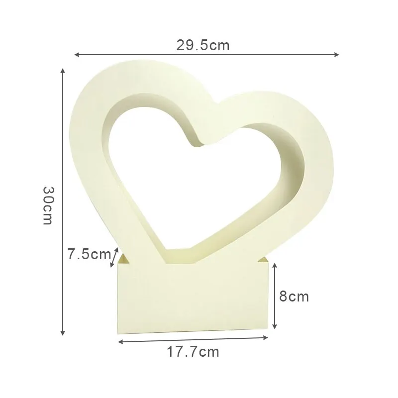 Flowers Arrangement Kraft Paper Bag Folding Portable Flower Packaging Box Waterproof Flower Basket Heart Handle Gift Tote Bags