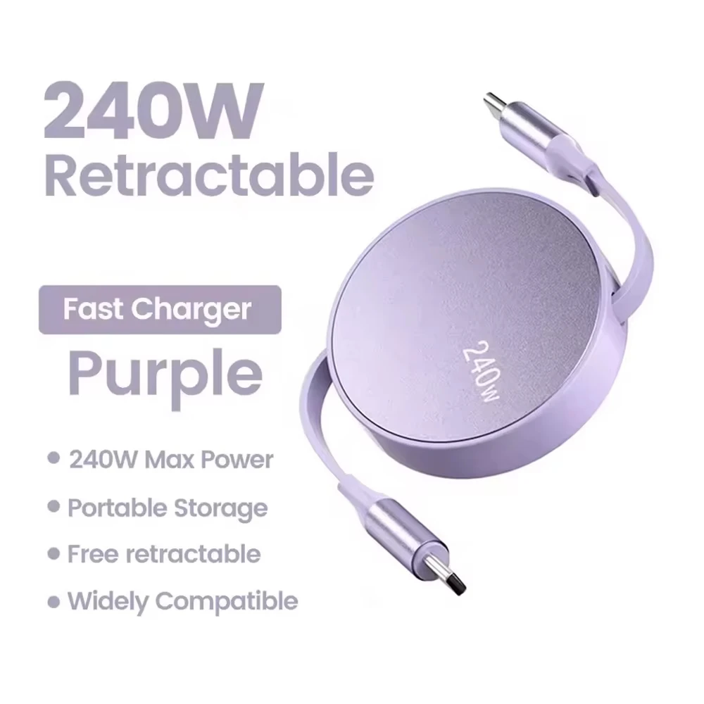 Ultra High-Speed PD 240W USB-C to USB-C Retractable Fast Charging Cable