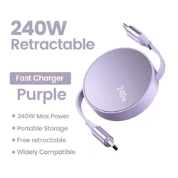 Ultra High - Speed PD 240W USB - C to USB - C Retractable Fast Charging Cable - Type - C to Type - C (PURPLE)