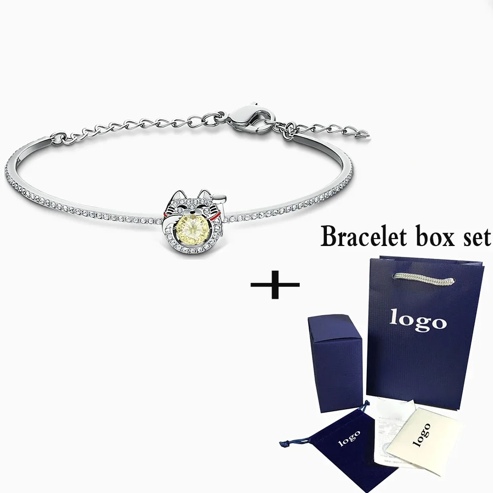 

Классический Новый Модный счастливый желтый кубический цирконий, блестящий танцевальный браслет с кошкой для подруги, подарок на день Святого Валентина, День рождения