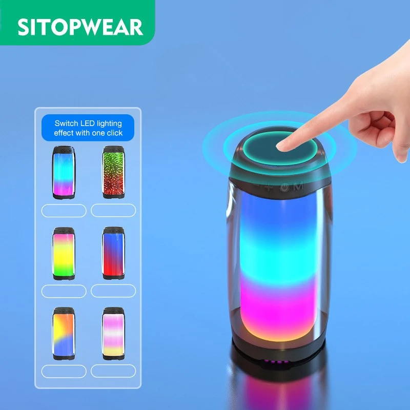 SitopWear Bluetooth Speaker Full Screen 3D Colorful LED Light Portable HiFi Excellent Bass Wireless Sound Box TF Card |