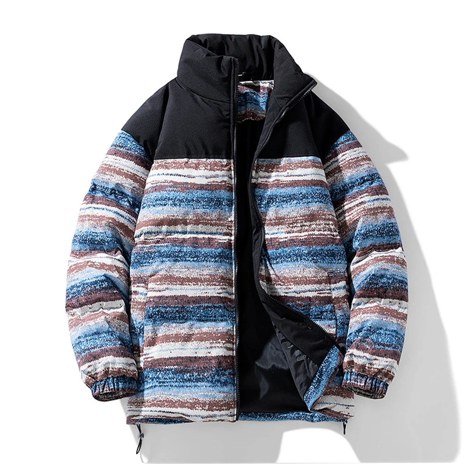 Padded Jacket Men Winter Thick Parkas Patchwork Coat Fashion Casual Padded Coat Male Stand Collar Parkas