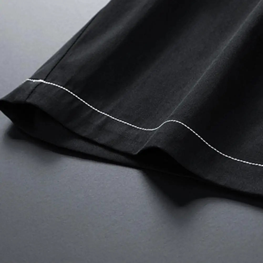 Description Picture 3 of itemSummer Sport Shorts Mid-rise Adjustable Drawstring Casual Shorts Multi Pockets Wide Leg Solid Color Loose Fit Sport Shorts