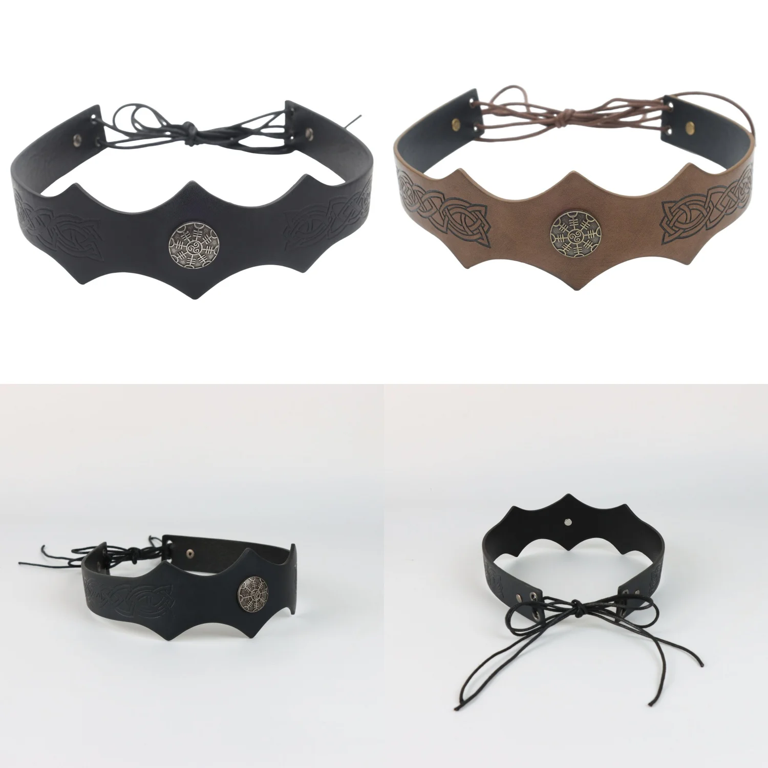 Medieval Knight Headband Viking King Crown Dress Up Halloween Cosplay LARP Accessory Ancient Roman Warrior Gladiator Headgear
