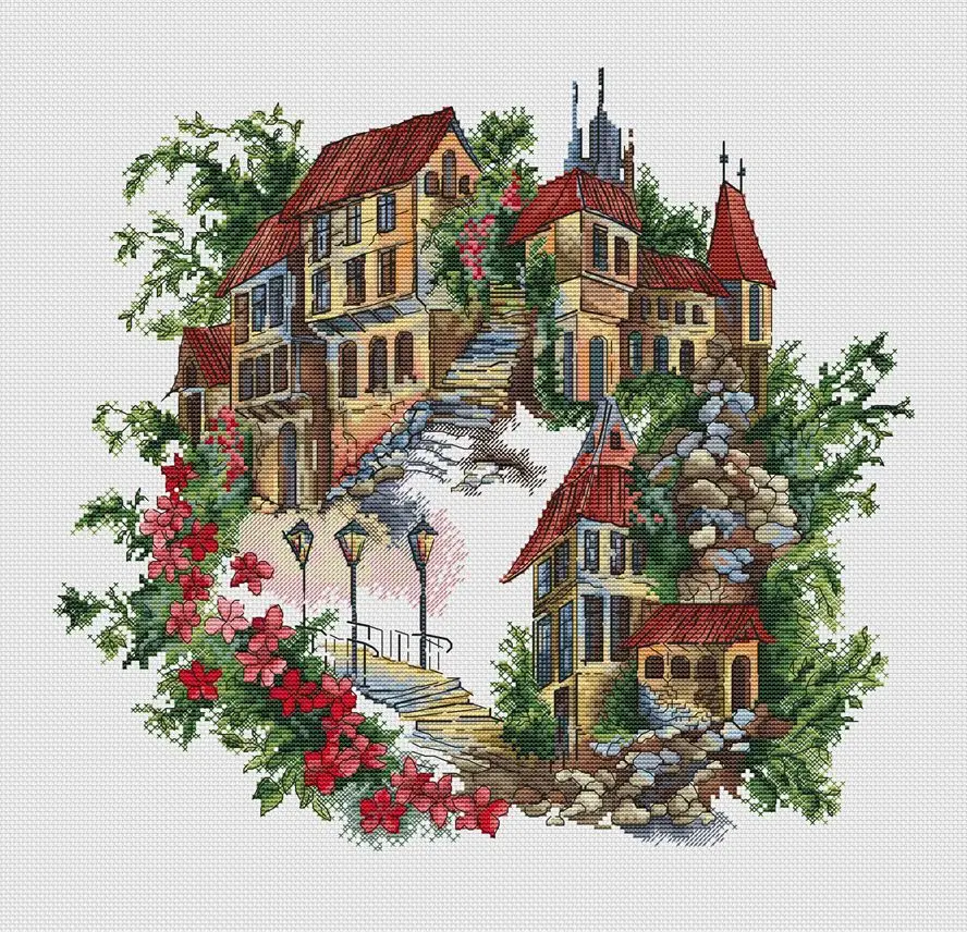 

Scenic Villas 46-43 Embroidery DIY 14CT Unprinted Arts Cross stitch kits Set Cross-Stitching Home Decor